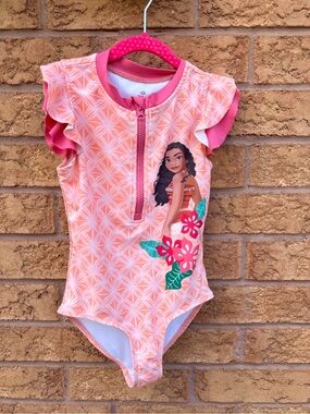 Disney Princess Moana Rashguard Zip Swimsuit